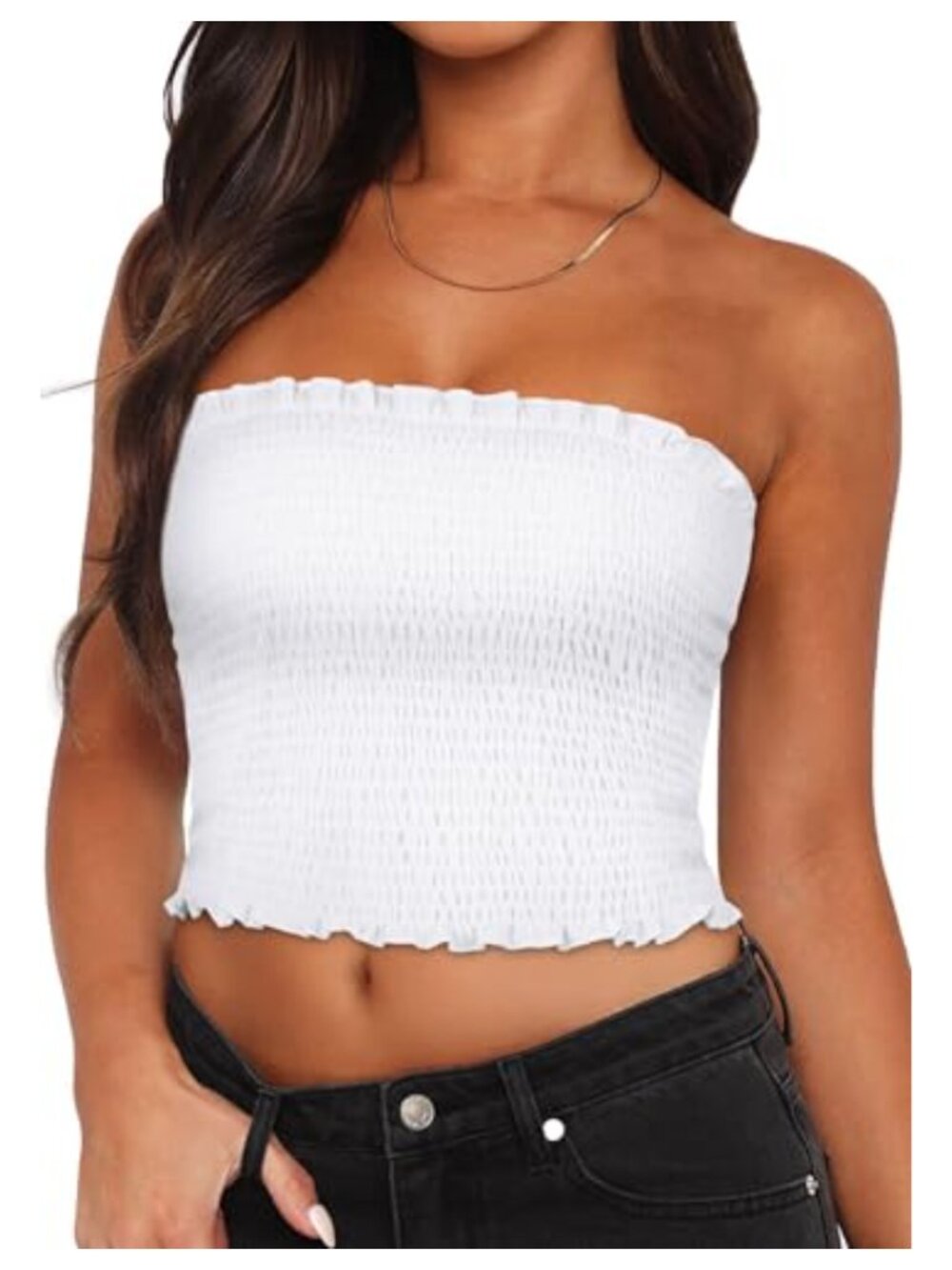 CHICALLURE Women's Sleeveless Tube Top Crop Strapless Summer Bandeau